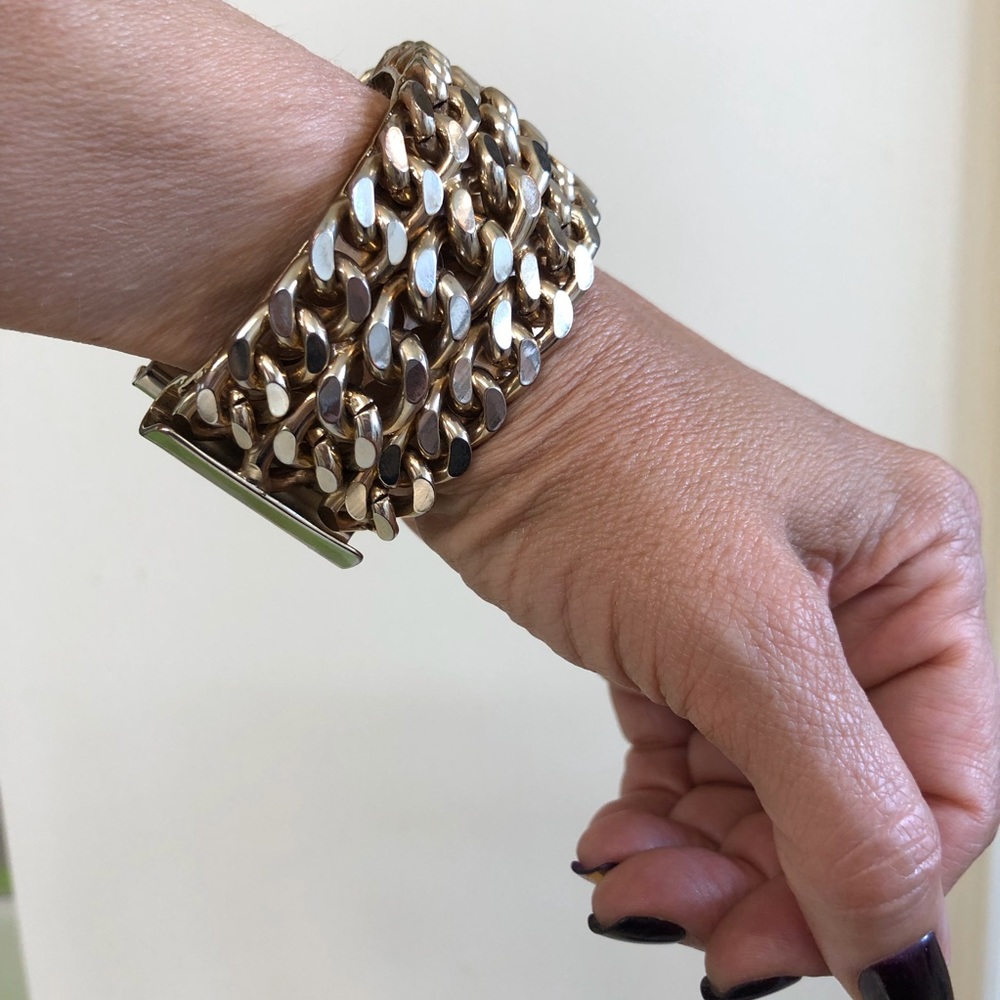 Chunky gold-tone chain-link cuff bracelet